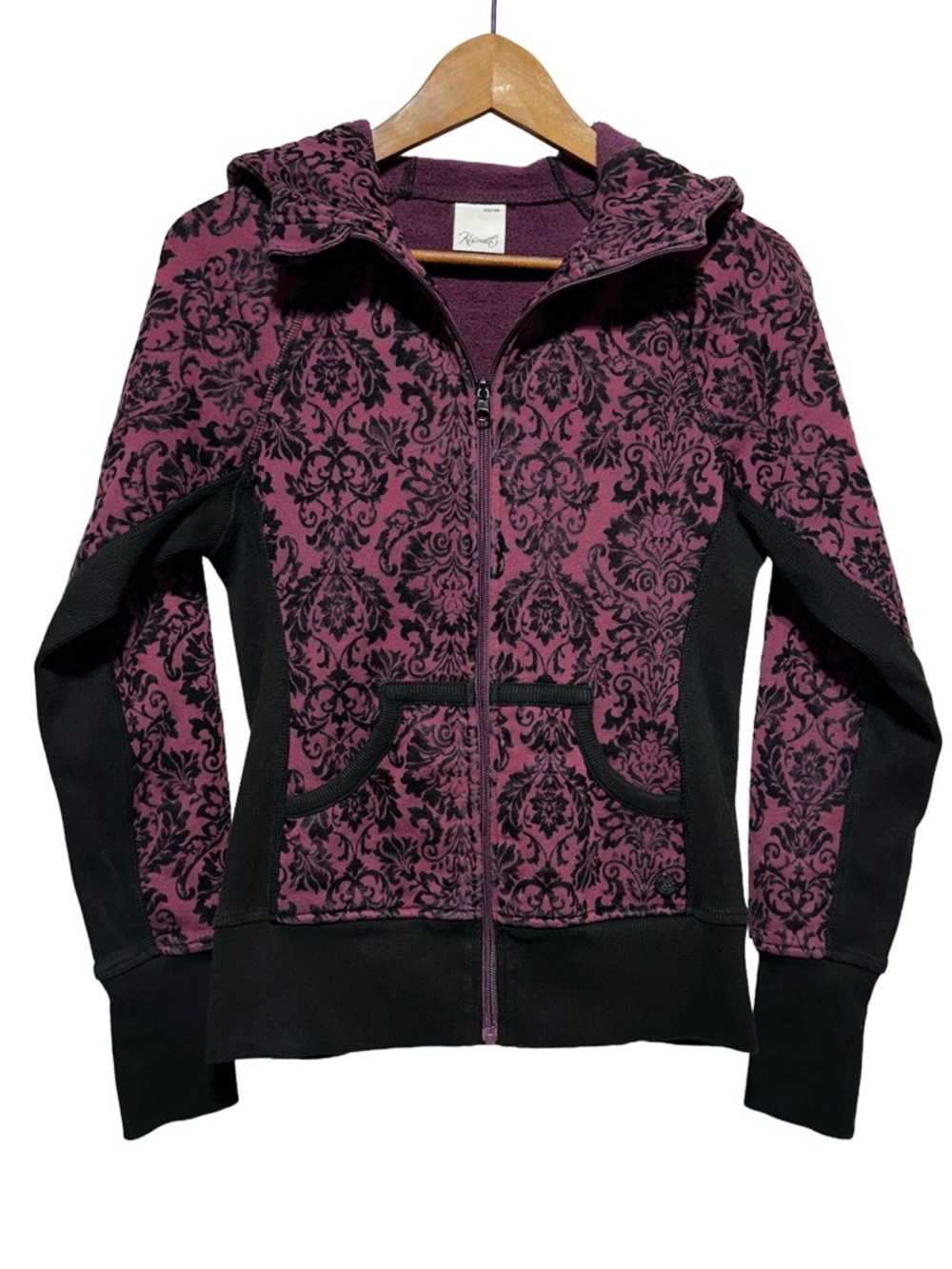 Velvet Damask Zip Hoodie Goth Mall Goth Emo Scene Y2K Alt Witchy Dark Romantic